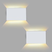 Fudesy Led Wall Sconce, White Plastic Modern Wall Lighting Fixtures, Indoor Outdoor Up And Down Wall Lamp For Living Room Bedroom Hallway Corridors, 3000K, Warm White, 2-Pack