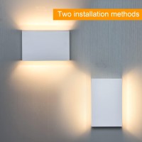 Fudesy Led Wall Sconce, White Plastic Modern Wall Lighting Fixtures, Indoor Outdoor Up And Down Wall Lamp For Living Room Bedroom Hallway Corridors, 3000K, Warm White, 2-Pack