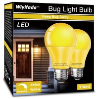 Wiyifada Led Bug Light Bulbs Outdoor 2 Pack,Dimmable 9W Amber Yellow Bug Light Bulbs Replace Up To 60W, A19 Bug Lights For Outside, Bedroom, Hallway Porch Light,2 Pack