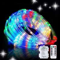 Jmexsuss 100 Led Christmas Lights Battery Operated Rope Lights Outdoor Waterproof, 33Ft 8Mode Battery Powered String Lights With Remote, Rope Lights Outdoor For Tree Christmas Decoration (Multicolor)