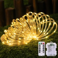 Jmexsuss 100 Led Battery Operated Rope Lights Outdoor Waterproof, 33Ft 8 Mode Battery Christmas Lights With Remote, Battery Powered Outdoor String Lights For Garden Christmas Decoration (Warm White)