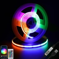 Dephen Usb Led Smart Strip Lights Rgb Led Light Bar With App Music Sync Remote Control 5Ft Cob Led Strip Lights Color Changin