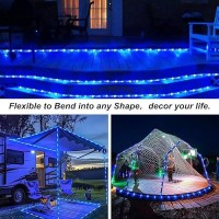 Jmexsuss 100 Led Blue Battery Operated Rope Lights Outdoor Waterproof 33Ft 8 Modes Battery Christmas Lights Battery Powered St