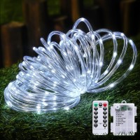 Jmexsuss 100 Led Battery Rope Lights Outdoor Waterproof, 33 Ft 8 Modes Battery Christmas Lights, Battery Operated String Lights With Remote For Trampoline Camping Balcony Garden Christmas Decor(White)