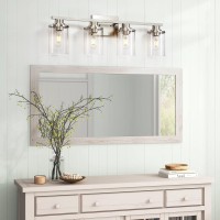 Bathroom Light Fixtures 4 Light Vanity Lights Over Mirror Brushed Nickel Vanity Lights For Bathroom With Clear Glass Shade And