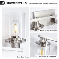 Bathroom Light Fixtures 4 Light Vanity Lights Over Mirror Brushed Nickel Vanity Lights For Bathroom With Clear Glass Shade And