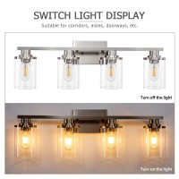 Bathroom Light Fixtures 4 Light Vanity Lights Over Mirror Brushed Nickel Vanity Lights For Bathroom With Clear Glass Shade And