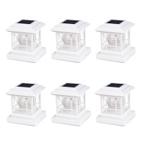 White Solar Post Lights Outdoor Fence Post Lights Fit 3.5X3.5 4X4 4.5X4.5 5X5 Deck Post Lights Solar Powered, Rgb & Warm White, 20 Lm 1000Mah Battery Ip65 Waterproof, Abs Shell Glass Lens (6 Pack)