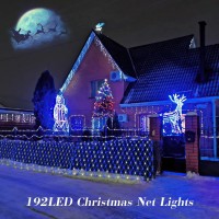 Heyfuni 192 Led Net Lights Outdoor Mesh Lights 8 Modes Net Lights For Bushes Plug In Waterproof Christmas Net String Lights For