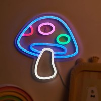 Chi-Buy Led Neon Mushroom Cute Neon Sign, Usb Powered Neon Signs Night Light, 3D Wall Art & Game Room Bedroom Living Room Decor Lamp For Children Kids Girl