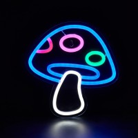 Chi-Buy Led Neon Mushroom Cute Neon Sign, Usb Powered Neon Signs Night Light, 3D Wall Art & Game Room Bedroom Living Room Decor Lamp For Children Kids Girl