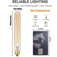 Leools Vintage Led Filament Bulb T10, 8.9Inch Long Tubular Dimmable Edison Light Bulbs,E26 Base,Amber Glass,Warm White,2700K, 400Lm(40W Equivalent), Pack Of 4.