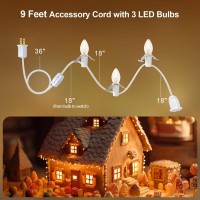 Suraielec 9Ft Christmas Village Lights Accessory Cord With 3 Led Light Bulbs End To End Connection Blow Mold Replacement Ligh