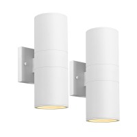 Ken Ricky White Outdoor Wall Lights Exterior Sconces Wall Lighting With Tempered Glass Cover Cylinder Outside Light For House