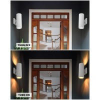 Ken Ricky White Outdoor Wall Lights Exterior Sconces Wall Lighting With Tempered Glass Cover Cylinder Outside Light For House