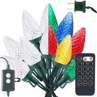 Odeetronic Cool White Multicolor Christmas Lights 33Ft 50 Led C9 Color Changing Tree Lights Connectable 12 Modes Outdoor Xma