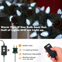 Odeetronic Cool White Multicolor Christmas Lights 33Ft 50 Led C9 Color Changing Tree Lights Connectable 12 Modes Outdoor Xma