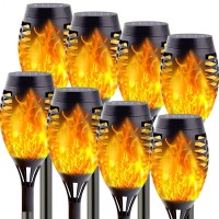 Ideaals 8-Pack Solar Torch Light With Flickering Flame, Upgraded Solar Flame Torch For Garden Decorations, Waterproof Solar Outdoor Lights For Landscape Party Decoration - Auto On/Off