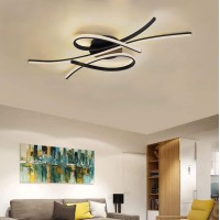 Led Ceiling Light Living Room Lighting Fixtures 55W Modern Dimmable 3000K - 6500K Indoor Flush Mount Decor Ceiling Chandelier For Dining Bedroom Kitchen Office 4950 Lumens Remote Ceiling Lamp (Black)