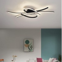 Led Ceiling Light Living Room Lighting Fixtures 55W Modern Dimmable 3000K - 6500K Indoor Flush Mount Decor Ceiling Chandelier For Dining Bedroom Kitchen Office 4950 Lumens Remote Ceiling Lamp (Black)