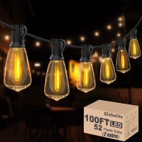 Globelit Outdoor String Lights Led - 100Ft Waterproof Patio String Lights With St38 Dimmable Led Bulbs,Vintage Shatterproof Edison Light String Lights For Bistro Cafe Backyard Gazebos Party