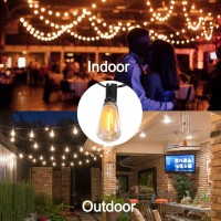 Globelit Outdoor String Lights Led - 100Ft Waterproof Patio String Lights With St38 Dimmable Led Bulbs,Vintage Shatterproof Edison Light String Lights For Bistro Cafe Backyard Gazebos Party