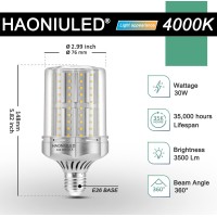 Haoniuled E26 Led Corn Light Bulb 3500 Lumen 30W Neutral White 4000K 250W Equivalent Led Corn Bulbs Non-Dimmable 2 Pack