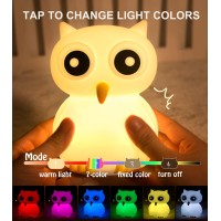 Zklili Night Light For Kids, Owl Lamp Cute Lamp, 7 Colors Night Light For Kids Room, Kawaii Room Decor Teen Girl, Nursery Light For Toddler Baby