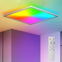 Blnan Rgb Ceiling Light With Remote Control, 12 Inch 3000K-6500K Dimmable Led Flush Mount Ceiling Light Fixture, Square Color Changing Hardwired Lamp For Bedroom Living Room Kid Room Party