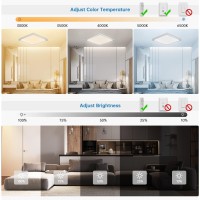 Blnan Rgb Ceiling Light With Remote Control, 12 Inch 3000K-6500K Dimmable Led Flush Mount Ceiling Light Fixture, Square Color Changing Hardwired Lamp For Bedroom Living Room Kid Room Party