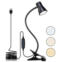 Knamky Usb Led Desk Lamp Clip On Reading Light, 3 Light Mode 10 Dimmable Brightness Levels Book Light For Dorm Bed Headboard, Adjustable Flexible Neck Clamp Light, Perfect For Working Studying