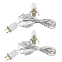 Mx232 Set Of 2 Accessory Cord With Two Led Light Bulb, E12 Candelabra Base, Led Light Bulbs And Clips For Halloween Christmas Decorations Craft Village House Decoration, 2Pack