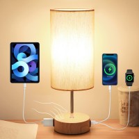 Yarra-Decor ?Upgraded? Bedside Lamp With Usb A+C Charging Ports & Ac Outlet Touch Control Table Lamp For Bedroom 3 Way Dimmable Nightstand Lamp With White Shade For Home Office, Dorm(Bulb Included)