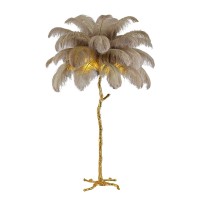 Natural Ostrich Feather Floor Lamp, Modern Led Dimmable Standing Lamp, Romantic Princess Bedroom Reading Lamp, Tall Corner Lamp For Living Room, Dining Room And Office (120Cm, Brown)