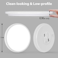 Brighthome 250W Equivalent 12In Led Flush Mount Ceiling Light Fixtures 24W 3000K4000K6500K Adjustable Slim Dimmable Ceiling