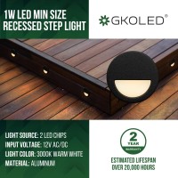 Gkoled 12 Pack Recessed Low Voltage Led Step Riser Light Diameter 1 Mini Size Landscape Lighting For Outdoor Deck Stair Raili