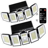 Geomade Solar Lights Outdoor Waterproof Security Flood Light Dusk To Dawn Powered Spotlights Motion Sensor Spot Lamp For Yard