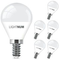 Lightnum Refrigerator Appliance Led Light Bulb 470Lm Fridge Bulbs Fan Light Bulbs 40 Watt Equivalent, A15 E26 Medium Base Lightbulbs, 120V Non-Dimmable Ceiling Fan Bulb, 5000K Daylight White, 6 Pack