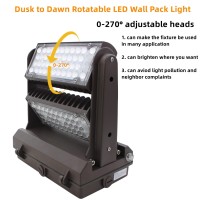 Dusk To Dawn 150W Rotatable Led Wall Pack Light, 5000K 20000Lm 800-1000W Hps/Hid Equiv, Etl Adjustable Head Outdoor Led Wallpack Lighting Fixture For Area Light, Parking, Garages,Warehouse,Entrance