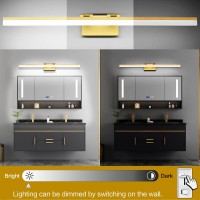 Solfart Dimmable 39.4Inch Modern Led Vanity Light Golden Finished Bathroom Vanity Lighting Fixtures Gold