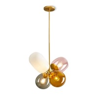 Fulesi Modern Globe Pendant Lights Simple Gold Flush Mount Ceiling Light Fixture Creative Balloon Art Hanging Lighting For Kitchen Island For Bedroom Living Room Restaurant Children'S Room