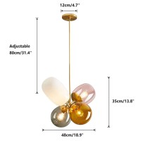 Fulesi Modern Globe Pendant Lights Simple Gold Flush Mount Ceiling Light Fixture Creative Balloon Art Hanging Lighting For Kitchen Island For Bedroom Living Room Restaurant Children'S Room