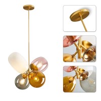 Fulesi Modern Globe Pendant Lights Simple Gold Flush Mount Ceiling Light Fixture Creative Balloon Art Hanging Lighting For Kitchen Island For Bedroom Living Room Restaurant Children'S Room