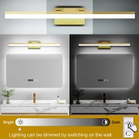 Solfart 31.5 Inch Dimmable Led Modern Golden Bathroom Vanity Lights Led Over Mirror Fixture Acrylic