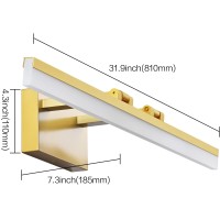 Solfart 31.5 Inch Dimmable Led Modern Golden Bathroom Vanity Lights Led Over Mirror Fixture Acrylic