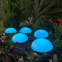 Multicolor Modern Pathway Lights Solar Powered Waterproof, 5 Pack 5.7 Inch High Lumen Led Rgb16 Color Changing Ground Semi Dome Light For Outdoor Lawn Garden Backyard Landscape Holiday Decoration