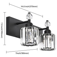 Presde 2 Lights Bathroom Vanity Lights Modern Crystal Black Bathroom Wall Light Fixtures Over Mirror Vanity Lighting