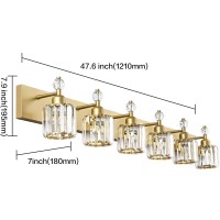 Presde 6 Light Bathroom Vanity Light Modern Gold Crystal Bathroom Lighting Fixtures Over Mirror