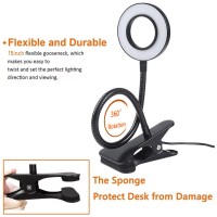 Brokimis Clip On Light Led Reading Book Study Lamp 3 Color Modes 10 Brightness Eye Protection 360 Flexible Gooseneck Student Dor