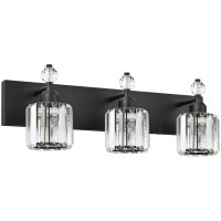 Presde Black Crystal Bathroom Lights Fixtures Over Mirror Modern 3 Light Vanity Lighting Bathroom Wall Light Fixtures